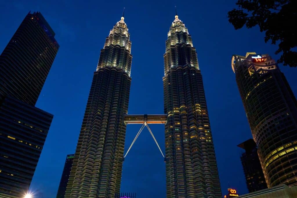The petronas twin towers in kuala lumpur, malaysia.